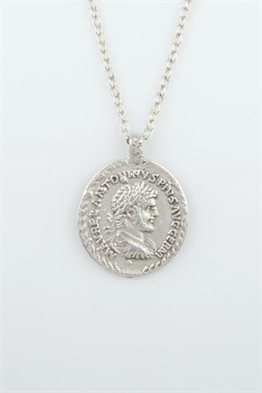 2’li Antik Roma Sikkesi Madalyon Erkek Kadın Kolye Seti 925 Ayar Gümüş Kaplama