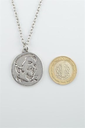 2'li Che Guevare Madalyon - Orak Çekiç Erkek Kadın Kolye Seti 925 Ayar Gümüş Kaplama