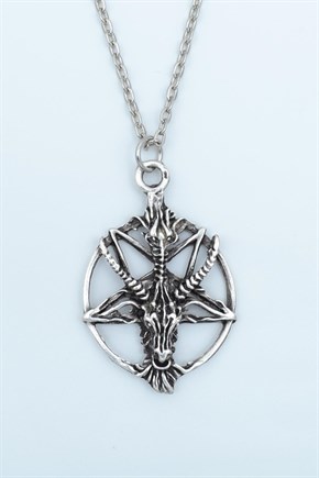 2'li Lucifer Morning Star Ters Pentagram Keçi Kafası Erkek Kadın Kolye Seti 925 Ayar Gümüş Kaplama