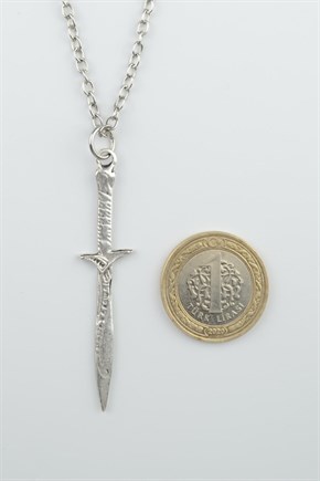 2'li Savaşçı Kılıç Erkek Kadın Kolye Seti 925 Ayar Gümüş Kaplama