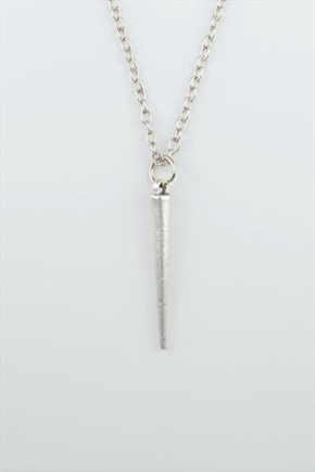 3'lü Çubuk Prizma Silindir Çubuk Erkek Kadın Kolye Seti Gümüş Kaplama - 60 cm Zincir