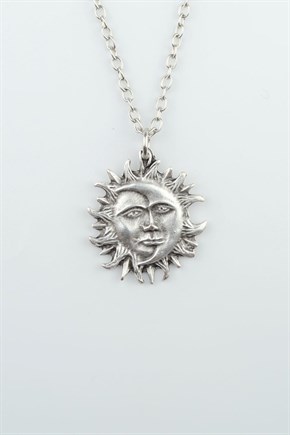 3'lü Gülen Güneş Aydede Ay Erkek Kadın Kolye Seti Gümüş Kaplama - 60 cm Zincir