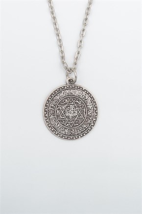 3'lü Hz. Süleyman Mührü Davut Yıldızı Erkek Kadın Kolye Seti  Gümüş Kaplama - 60 cm Zincir