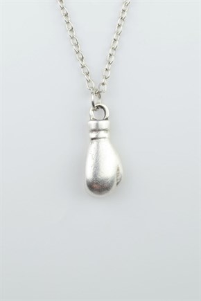 3'lü Kulaklık Boks Eldiveni Künye Kadın Erkek Kolye Seti Gümüş Kaplama  - 60 cm Zincir