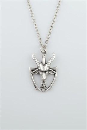 3'lü Lucifer Morning Star Pentagram Pagan Keçi Şeytan Erkek Kadın Kolye Seti 925 Ayar Gümüş Kaplama